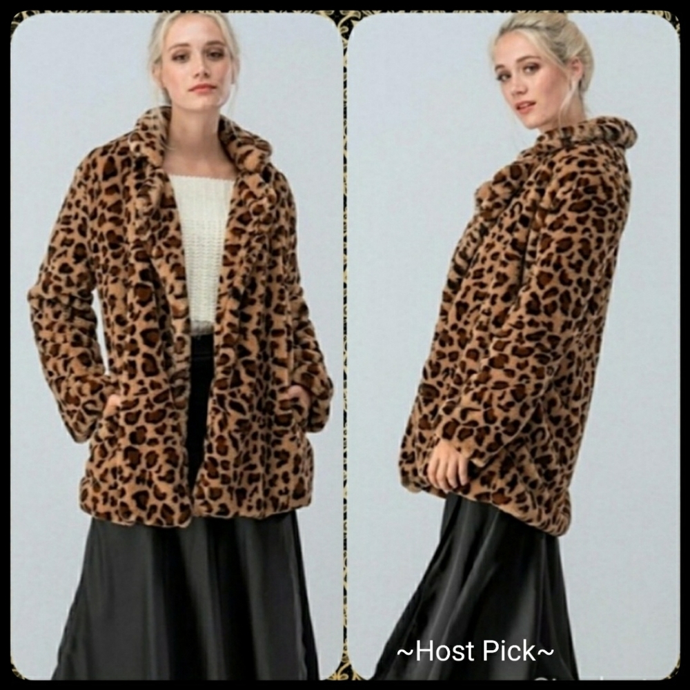⭐HP⭐ Leopard Print Fur Teddy Coat, NWT